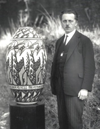 Charles Catteau with one of his vases